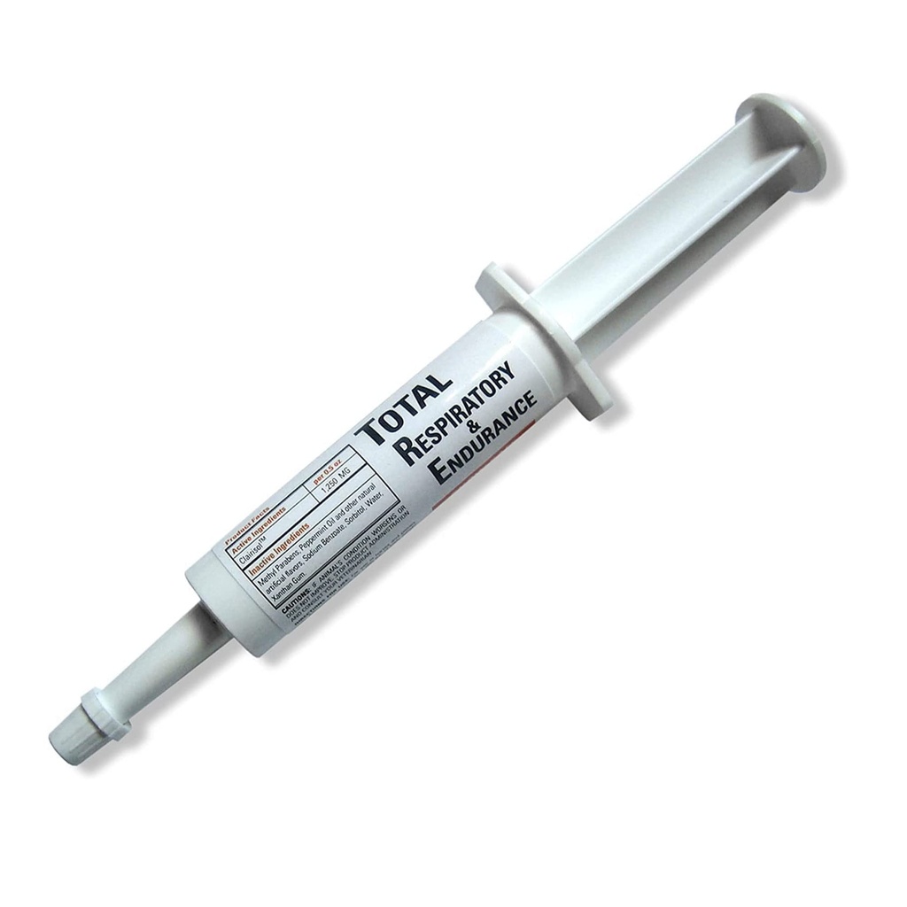 Ramard Total Respiration & Endurance Syringe pour Chevaux, Vitamine Hippique & Suppléments, Fournitures vétérinaires, avec Clairisol, Parabènes méthylés, Huile de menthe poivrée et Benzoate de sodium 1/2 oz, 1-Pack