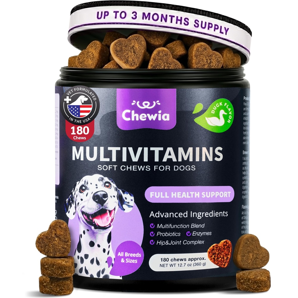 Hondenvitaminen 15 in 1 - Honden Multivitamine Kauwen met MSM voor Hip & Joint Health - Hondensupplement voor Itchy huidrelief - Multivitamine voor honden Immune Ondersteuning met Enzymen - Huid & Coat, Mobiliteit Ondersteuning
