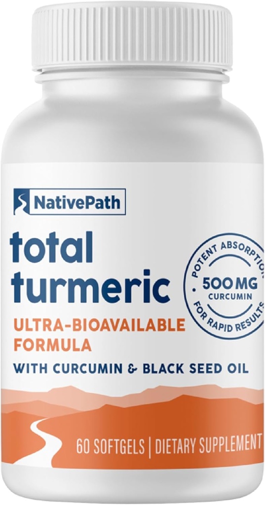 NativePath Kurkuma Curcumin met zwarte zaadolie - Advanced Antioxidant & Joint Support Supplement - Premium Kurkuma Softgels met verbeterde hoge absorptie, niet-GMO & Glutenvrije, 60 Softgels