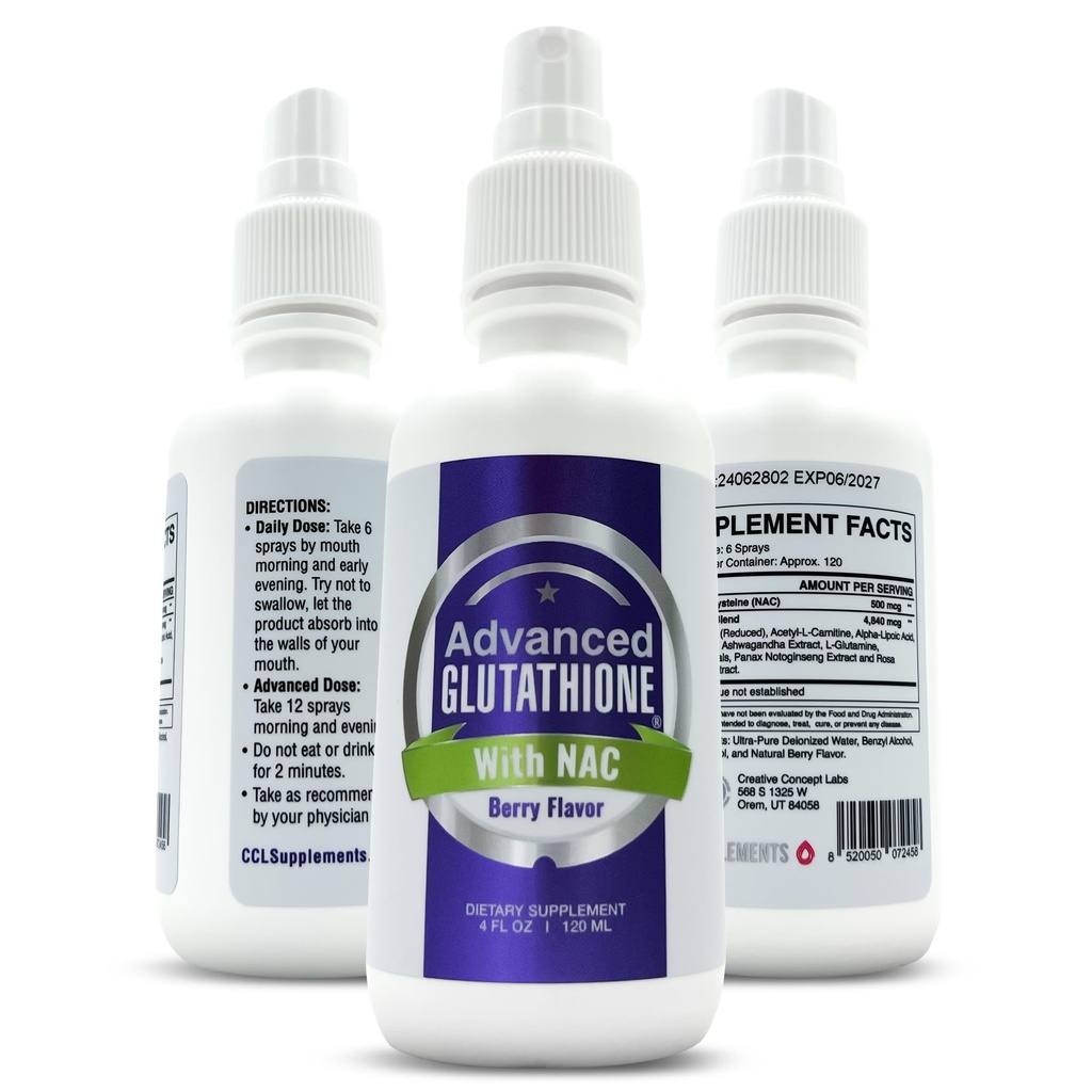 Vaporisateur liquide de glutathion liposomique - Absorption maximale Supplément de glutathion avec NAC, Ashwagandha, Glutamine, Acide ascorbique - Sublingual Easy Use - Immune & Detox Support - 4oz