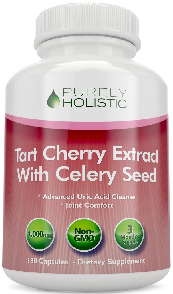 Capsules d'extrait de tart cerise 1000mg - 180 Capsules, 3 mois d'approvisionnement - Mélanger avec la poudre de tart cerise et de céleri