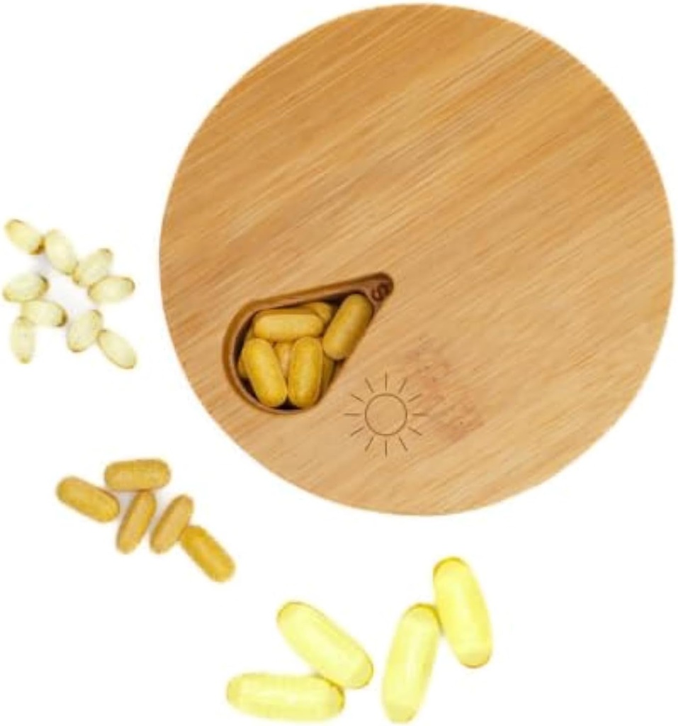 Medicine Organizer Wood Dagelijks Weekly, Travel Pill Organizer en pil houder, Vitamine Medicine pil Organizer Case Box, Pill Box Day, Verbeterd ontwerp met dagen van de week en Solid Wood Lid (Morgen)