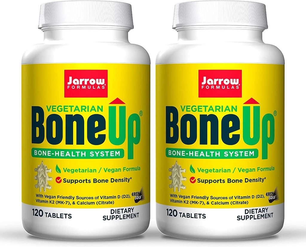 Jarrow Formulas BoneUp Vegetarian - 120 Tablets, Pack of 2 - Vegetarian/Vegan Supplement for Bone Health - Vegan-Friendly Sources of Vitamin D3, Vitamine K2 (als MK-7) & Calcium - 120 Total Servings