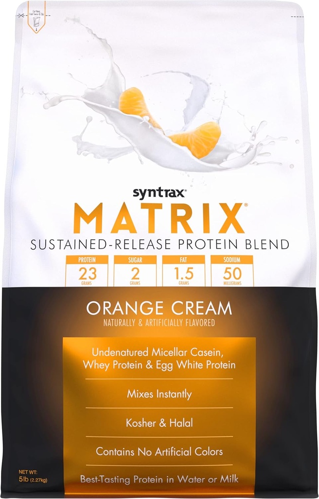 Syntrax Nutrition Matrix - Mélange de protéines à libération prolongée, crème orange, 5 lb.