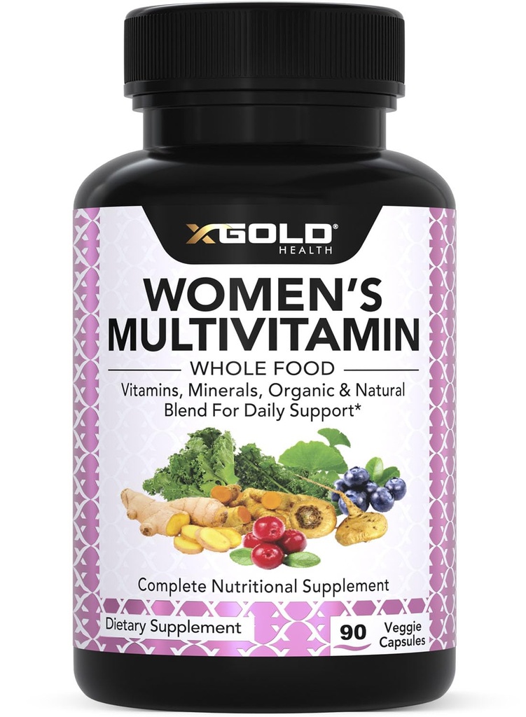Vegan Women's Daily Multivitamin 50 Plus with Organic WholeFood Based Natural Ingredients, Ginger, Maca, Multi-Vitamin B Complex & More - Energy Support, Immune System Booster -90 Capsules