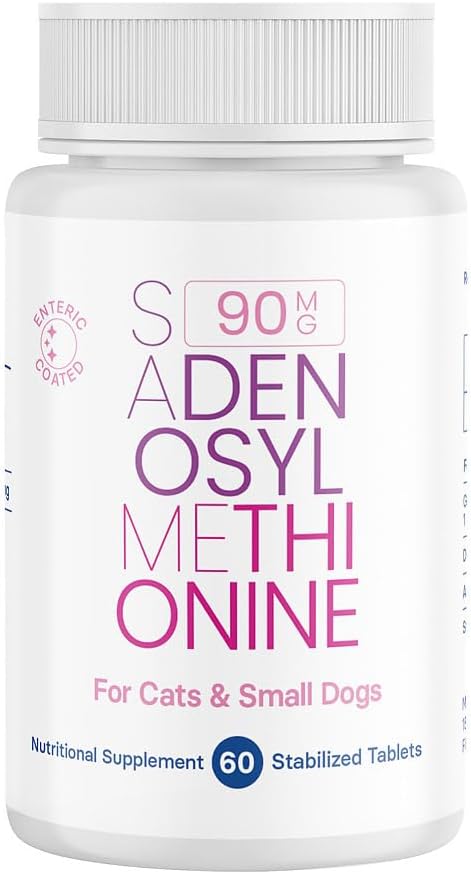 Supplément santé du foie et du cerveau pour petits chiens et chats - avec la S-aDENOSYLméthionine (même), 60 comprimés enduits