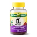 Spring Valley Adulte Gummy Vitamine B12, Soutien au métabolisme, Saveur de fruits naturels, 100 Gummies