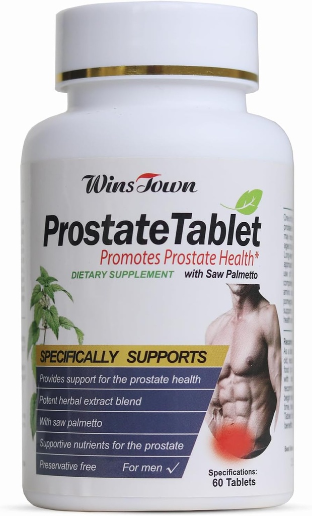 Prostaat pillen, Saw Palmetto Prostaat gezondheidssupplementen voor mannen, ondersteuning van de gezondheid van het haar, urinetrek en blaascontrole, 60 tabletten