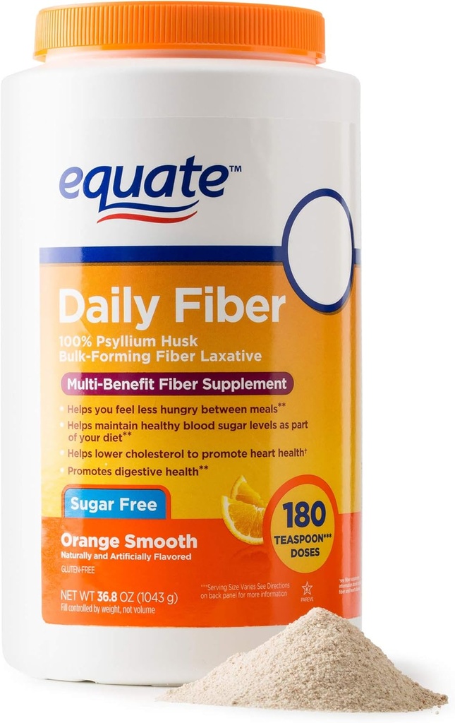 Equate - Vezeltherapie, gladde textuur, sinaasappelsmaak, poeder, 36,8 oz, suikervrije 180 doses