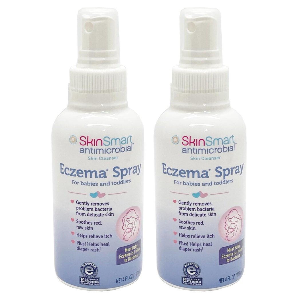 SkinSmart Eczeem Spray voor baby's en peuters, Verwijdert Bacteriën zodat de huid kan genezen, 4 Ounce Spray (verpakking van 2) Veilig voor delicate en rauwe huid
