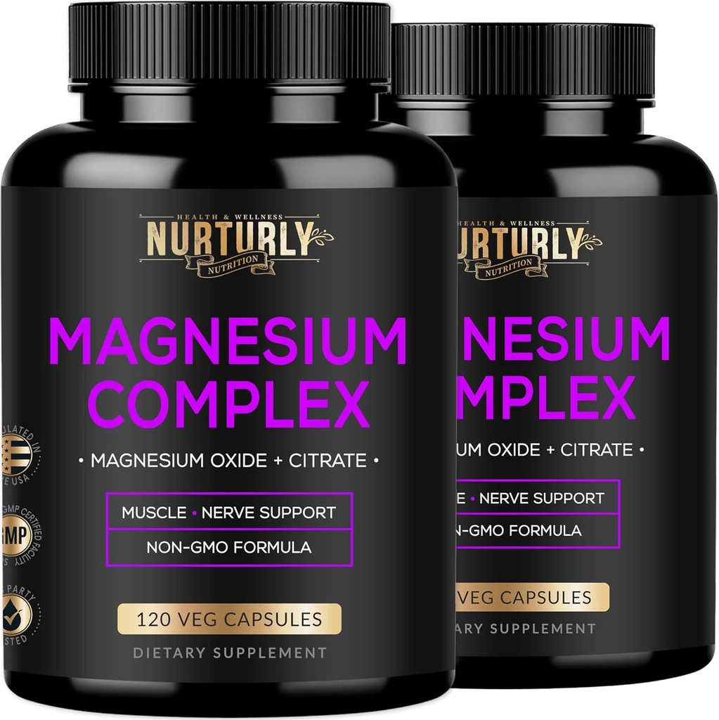 Magnesium Citrate & Oxide 500mg Complex Supplement - Hoge absorptie Maximale sterkte - Helpt ondersteuning botdichtheid en sterkte, spieren, energie en slaap - 240 Vegan Capsules