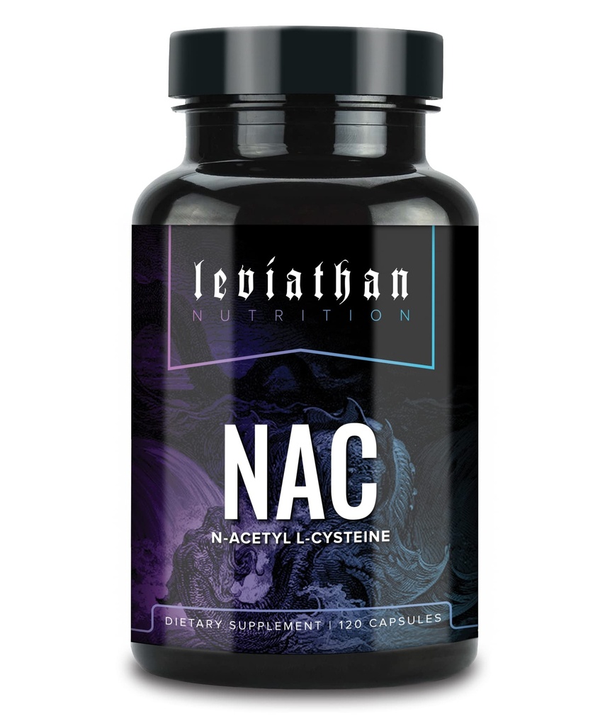 Leviathan Nutrition NAC Supplement N-Acetyl Cysteine voor Long, Lever, Immuun Ondersteuning - Krachtige Antioxidant Ondersteuning voor Boost Glutathion niveaus 600mg, 120 Capsules