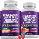 NIEUWE AGE Resveratrol, Berberine, Grape Seed Extract, Quercetin, Polyfenol Supplement voor vrouwen en mannen met Noni Extract, N-Acetyl Cysteine, Acai Extract - 120 Capsules