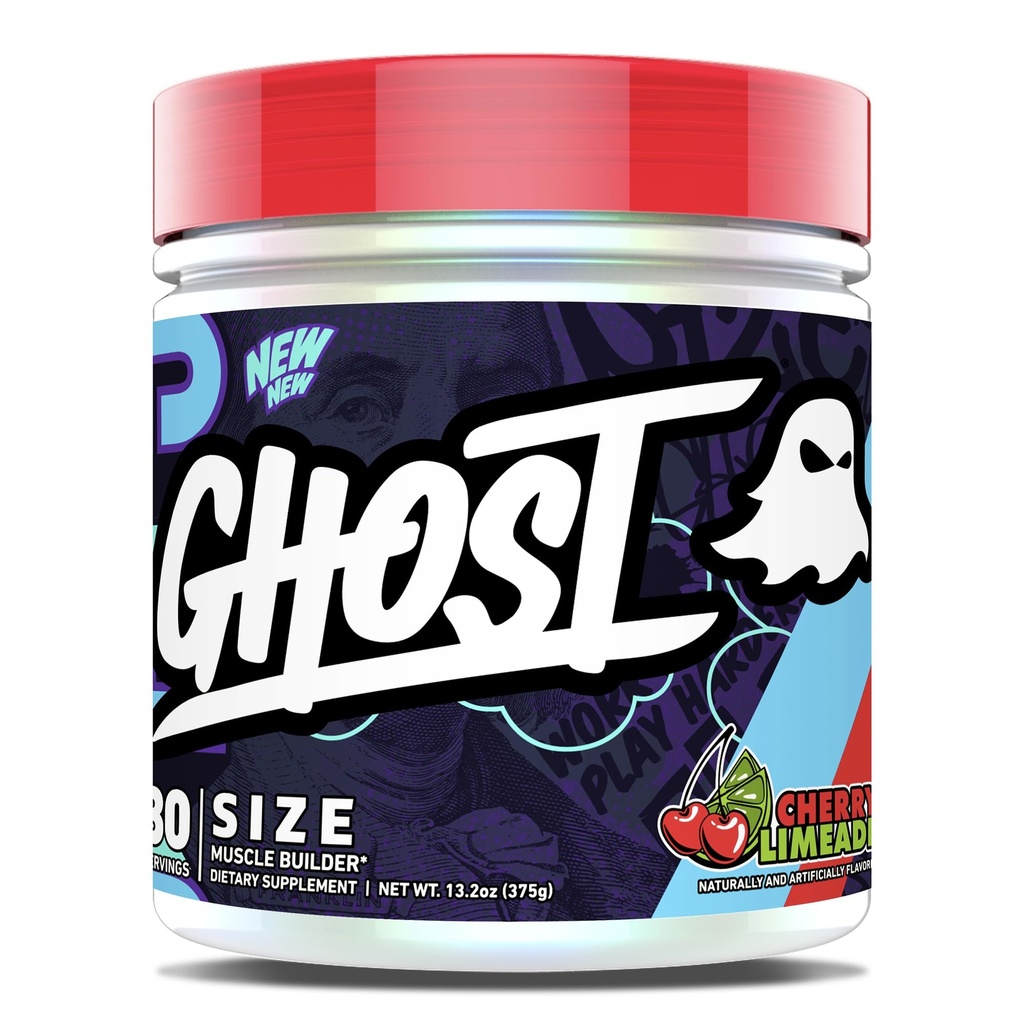 Supplément alimentaire GHOST taille Muscle Builder - Cherry Limeade, 30 portions – Soutenir la croissance musculaire et le renforcement de la force pour les hommes et les femmes - Créatine et Betaine - Sans sucre et gluten