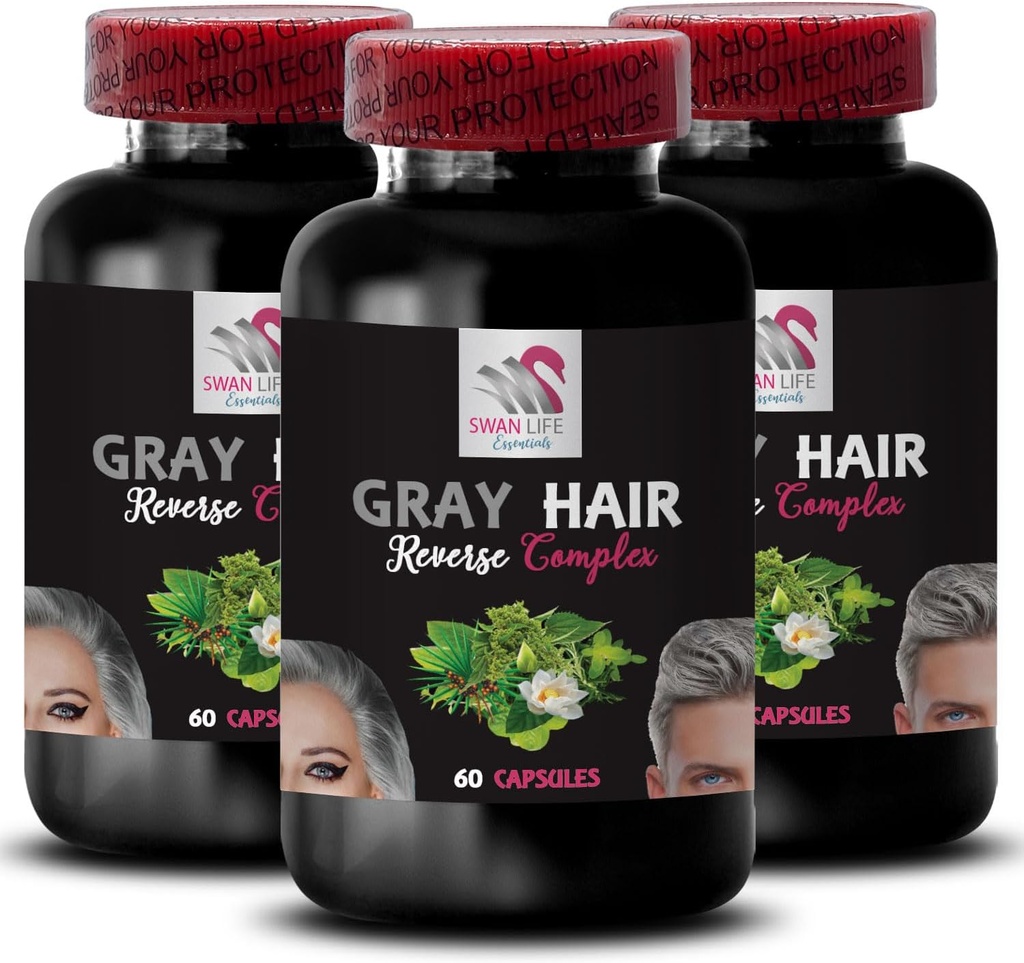 Natural Hair Complex - grijs haar omgekeerd - Fresh Vibrancy, Kleur weer ontwaken, glanzend haar, lichtgevende haren, haarverrijking, haar briljantheid, kleur Boost, haar transformatie 3 flessen 180 capsules