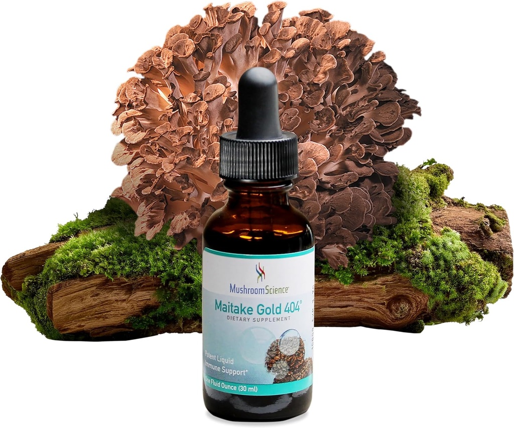 PaddestoelWetenschap MaitakeGold 404 Paddestoel Supplement, Liquid Extract, Gezondheidsbescherming Ondersteuning, Natuurlijke Dieetsupplement voor volwassenen, Warm water Extracted Paddestoelen, Vegetarisch, 1 Oz, 180 Serven
