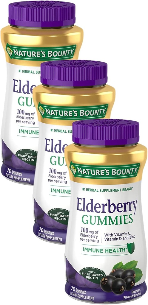 Gommies d'aillier de la nature, supplément alimentaire, soutient la santé immunitaire, contient des vitamines A, C, D, E et zinc, 100 mg, 70 Gommies (paquet de 3)