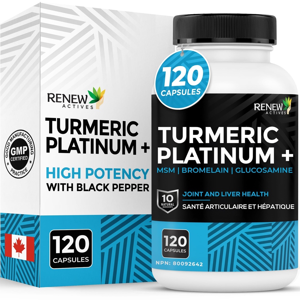Renew Actives Turmeric Platinum 1350MG per 3 capsules met zwarte peper en gember 