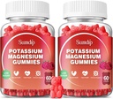Magnesium Kalium Gummies, Spier en Hart Gezondheid, Been Krampen en Slaap, Kalium Supplementen Vegan Gummy Non-GMO Gluten Gratis 60 Gummies-2 Pack, Framboos
