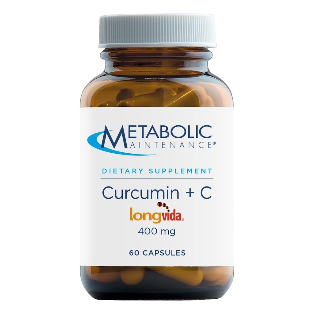 Metabole onderhouds Curcumine + C - Longvida + Vitamine C Enhanced Curcumin Supplement for Brain Function & Joint Mobility (60 Capsules)