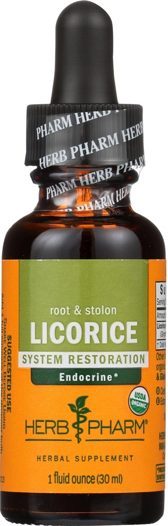 Herb Pharm Certified Organic Licorice Liquid Extract for Endocriene System Support - 1 Ounce (DLIC01)