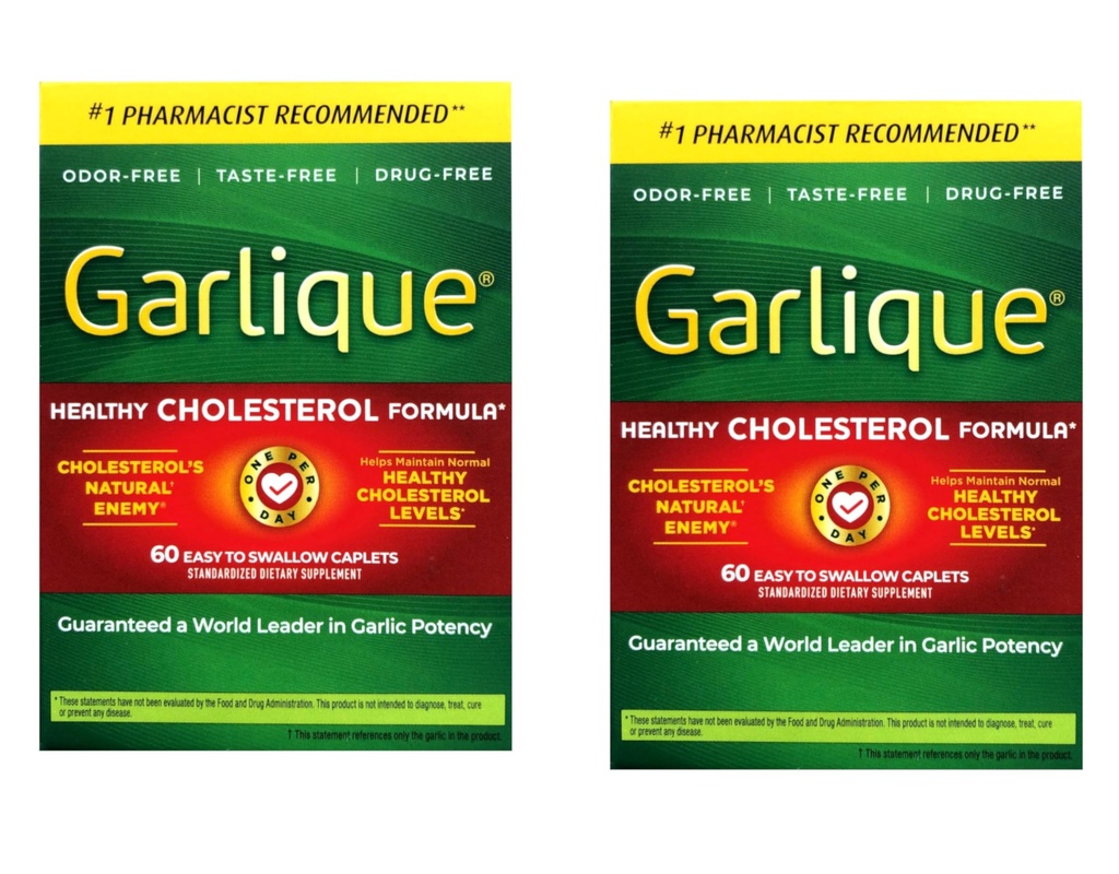 Garlique Gezonde Cholesterol Formule met 5000 mcg Allicine, 60 Enteric Coated Caplets (verpakking van 2)