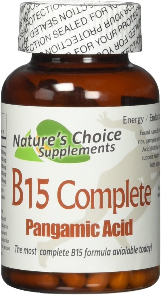 Nature's Choice Supplements B15 Complete Extra Sterkte, Pangamisch zuur, met TMG&DMG 500mg 90 Capsules
