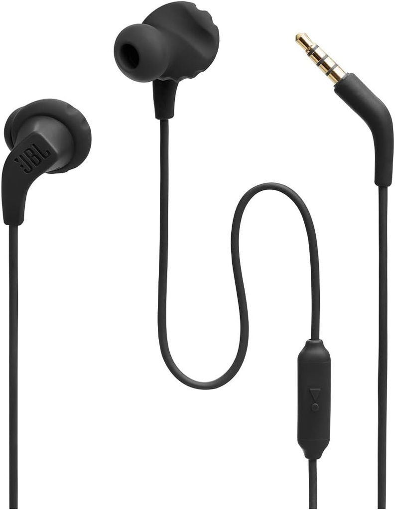 JBL Endurance Run 2 Câblé - Waterproof Wired Sports casques dans l'oreille, Pure Bass Sound, appels mains libres, ne jamais blesser. Ne tombez jamais.