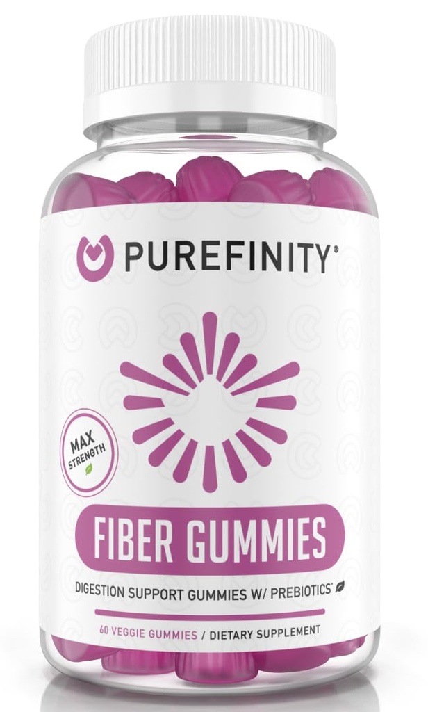 PUREFINITY Fiber Gummy's voor volwassenen met Inulin FOS van Chicory Root, Sugar Free Prebiotic Supplement voor dagelijkse spijsvertering & Constipatie Ondersteuning 