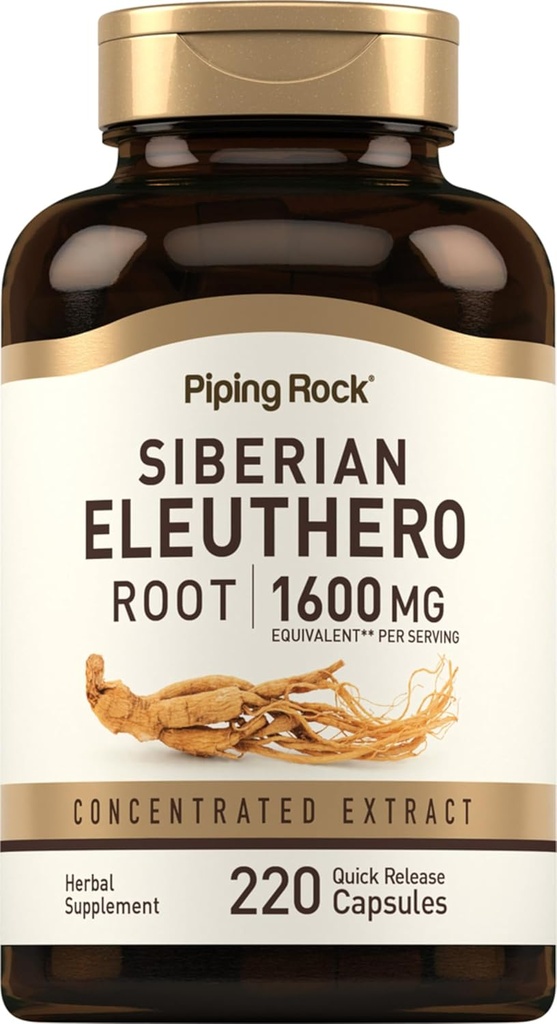 Piping Rock Siberian Eleuthero Root Capsules 1600mg 