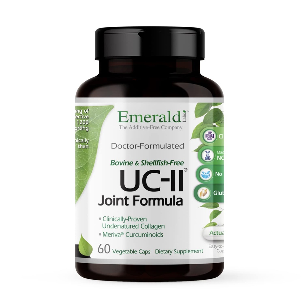 EMERALD LABS UC-II Joint Formula - Made with Undenatured Collageen Type II, Bioperine, Curcuminoïden & More for Muscle & Joint Health & Mobility & Flexibiliteit Support - 60 plantaardige capsules
