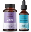 HERBAMAMA Vitex en Ashwagandha Kit - bundel van 1000 mg Vitex Chasteberry Capsules & Ashwagandha Liquid Drops 2 fl oz - Vegan, Non-GMO, Sugar & Alcohol-Free - 2 Pack