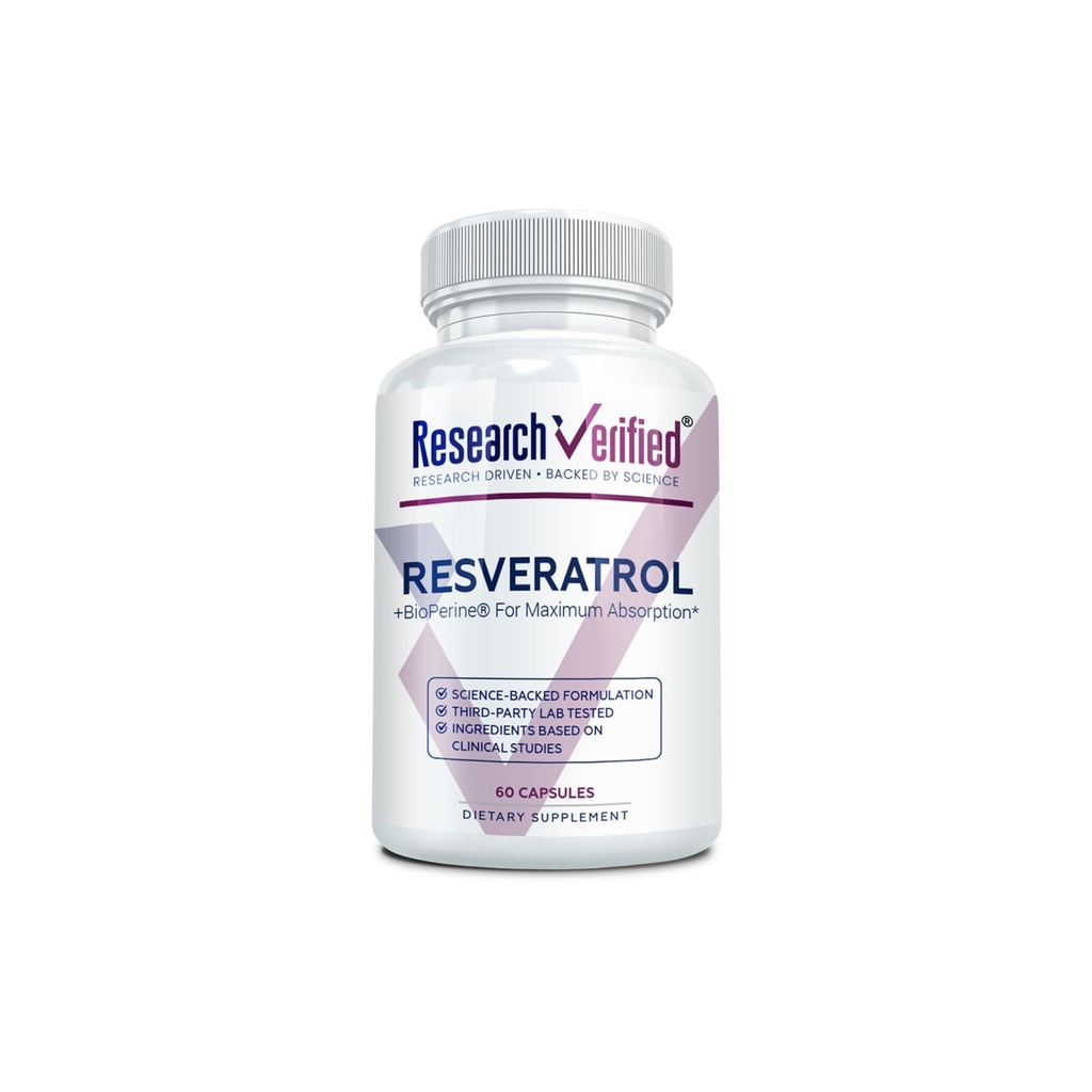 Onderzoek Geverifieerde Resveratrol - 98% Trans-Resveratrol 1000 mg, Anti-Aging Ondersteuning - 1 fles - 60 capsules