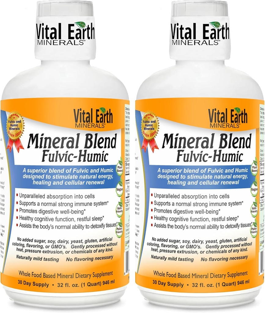 Vital Earth Minerals Fulvic Humic Mineral Blend Liquid 2-pack 