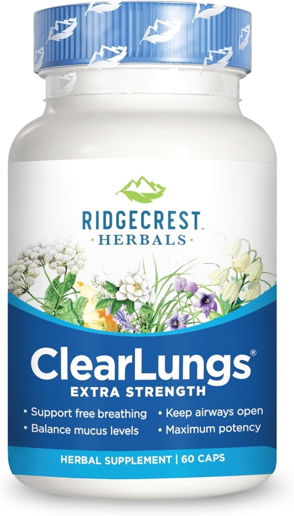 RidgeCrest Clearlungs Extra sterkte Kruidendecongestant , 60 Vegetarische Capsules