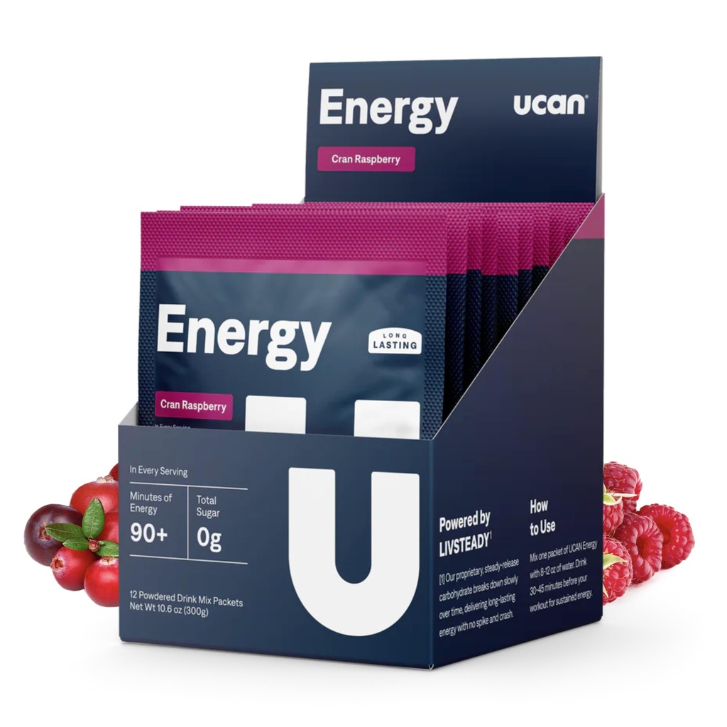UCAN Energy Powder, Cran-Raz, Keto, Sugar-Free Pre & Post Workout voor mannen en vrouwen, niet-GMO, Veganistisch, Glutenvrij, Geweldig voor hardlopers, Gym-Goers en topsporters (12 Serven, 25g)