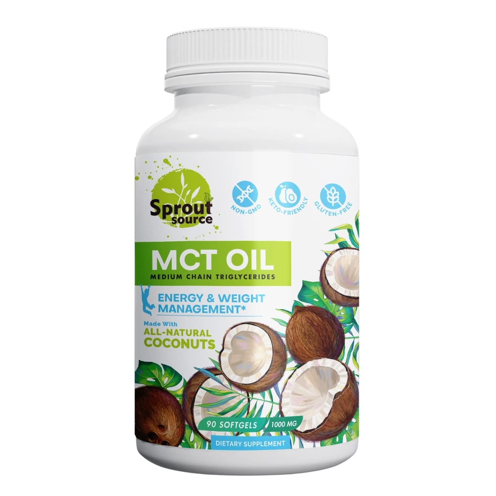 Keto MCT Oil Softgels 1000mg: 90-Day Supply, Premium C8 & C10 Blend for Sustained Energy and Weight Management, Made from Natural Coconut Oil, Non-GMO, Glutenvrije 90 softgels