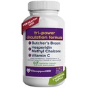 Tri-Power Circulatie Formule - Circulatie Supplement met Butcher's Broom, Hesperidin Methyl Chalcone, en Vitamine C, 60 Capsules, voor bloed en been Circulatie, Vein Health Support