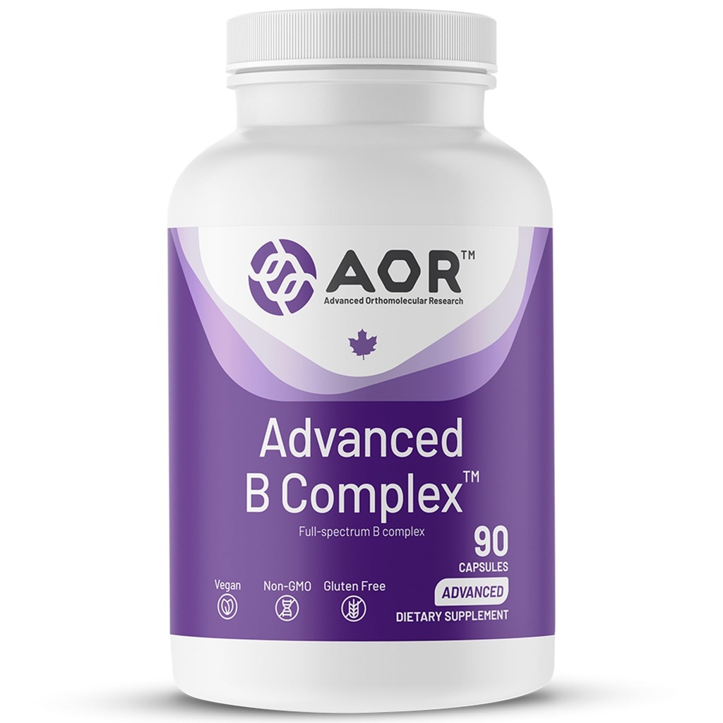 AOR, Advanced B Complex, Multivitamine Ondersteuning voor Energie, Stress en Metabolisme, Dieetsupplement, 90 capsules (90 porties)