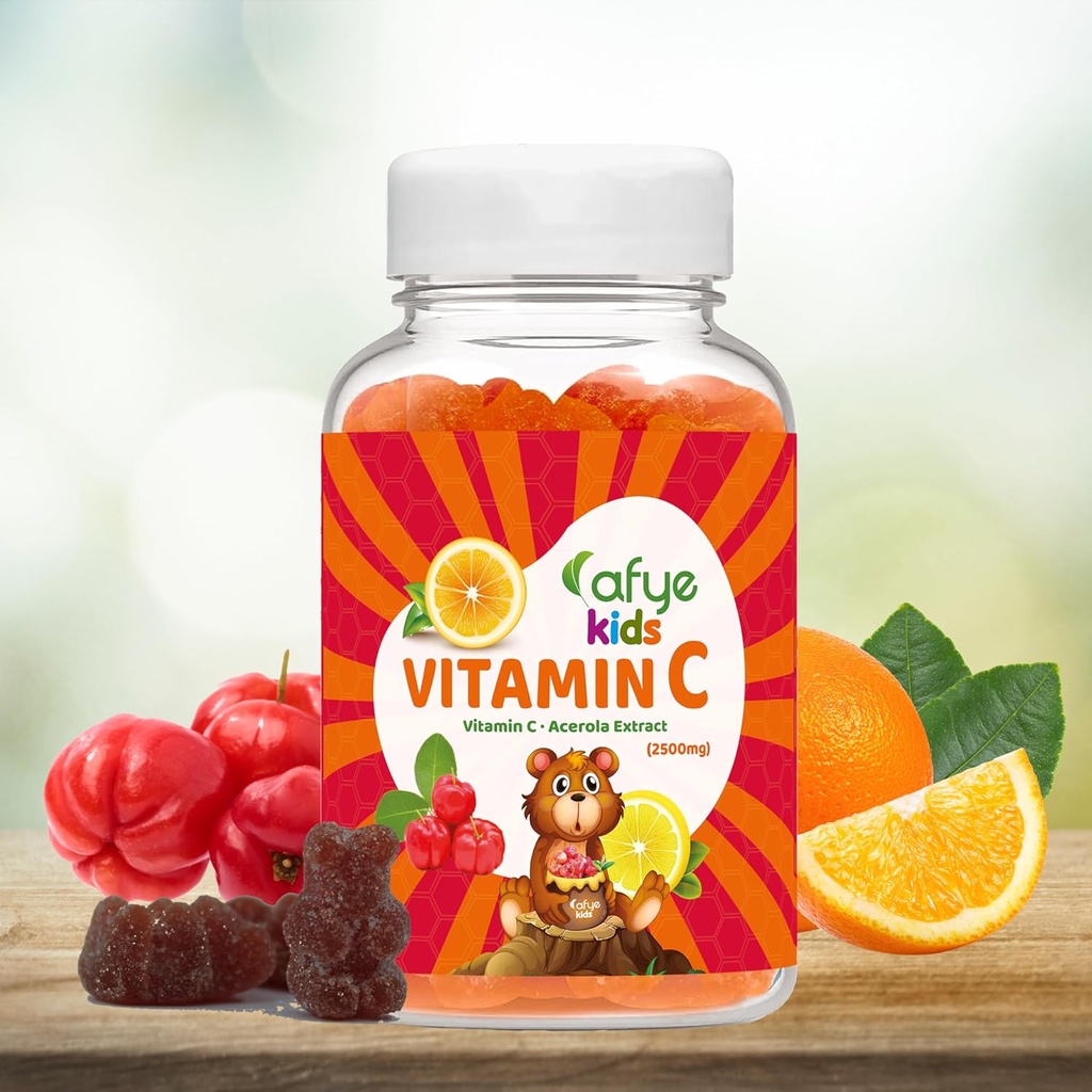 Kinderen Vitamine C - Immuun systeem Booster Gummies met Bear Shaped - Immuun systeem ondersteuning Vitaminen Supplement voor volwassenen en kinderen - Vitamine C & Acerola Extract, 60 Tel (Pack of 1)