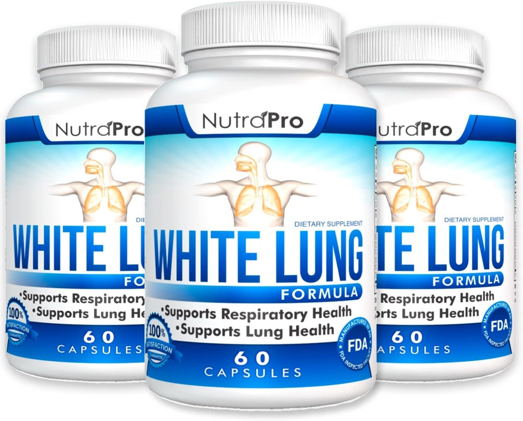 NutraPro White Lung Lung Cleanse & Detox. Steun Lung Health. Ondersteunt Respiratory Health. 60 Capsule - Gemaakt in GMP Certified Facility.