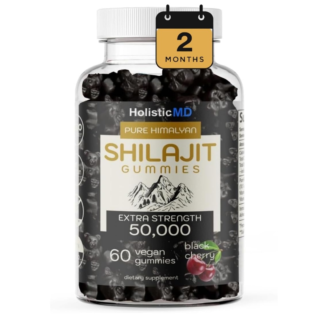 Shilajit Gummies voor mannen Vrouwen Pure Himalaya Extra Strenght 50.000 Resin voor Metabolisme ondersteuning Ashwagandha Siberische Chaga 