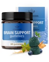 HERBAMAMA Gummies de soutien au cerveau – Suppléments de focalisation du cerveau pour les adultes atteints d'Ashwagandha, Bacopa Monnieri, Vitamine C & B12 – Gummes végétaliens, non-OGM calmants – 60 Pectines à base de bleuets aromatisés