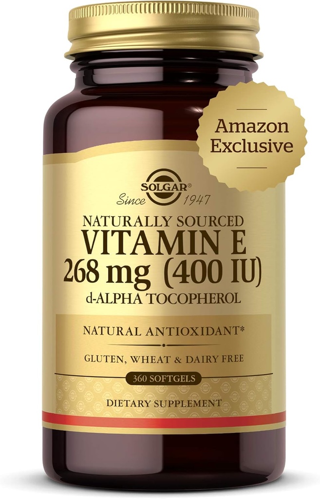 Solgar Vitamine E 268 mg (400 IE), 360 Alpha Softgels - Natuurlijke antioxidant, huid- en immuunsysteemondersteuning - Natuurlijk-gedronken vitamine E - Glutenvrij, zuivelvrij - 360 porties
