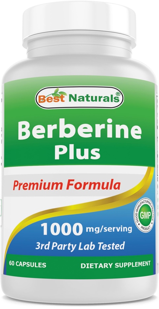 Best Naturals Berberine Plus 1000mg per portie, (Non-GMO) 60 Capsules - Bevat Berberine HCL 1000mg, Vitamine C 120mg & Zink Gluconaat 30 mg