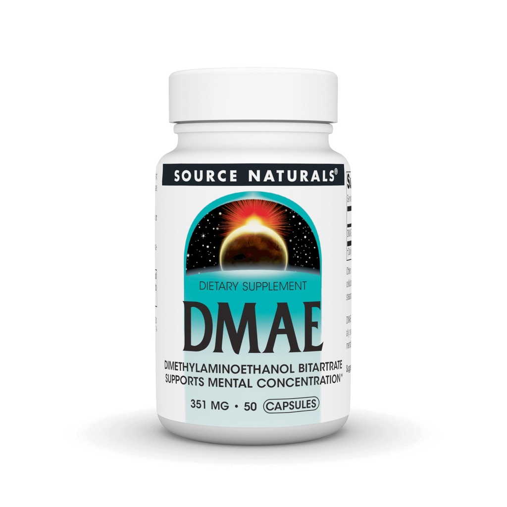 Source Naturals DMAE, Bitartrate de diméthylaminoéthanol - soutient la concentration mentale - 50 capsules