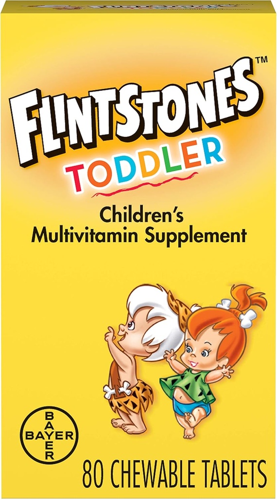 Flintstenen Kauwbare peutervitaminen, Multivitamine voor peuters met vitamine C, vitamine D, Folaat & meer, 80ct