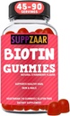 Vegan Biotin Gummies - Vitaminen voor haargroei voor vrouwen & mannen - Haarhuid en nagels Vitaminen - Aardbei Smaak Gummy Vitaminen - Non-GMO, Gelatine & Glutenvrij, 90 Gummies - SUPPZAAR