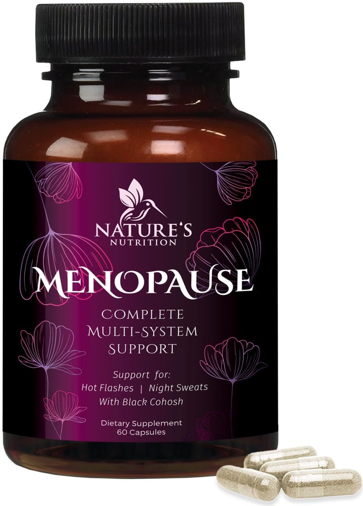 Menopauze supplementen voor vrouwen met zwarte cohos - Hot Flash en hormonen ondersteuning voor vrouwen, natuurlijke menopauze verlichting vitamines ondersteuning milde nacht Sweats & Balance, non-GMO & Glutenvrij - 60 capsules