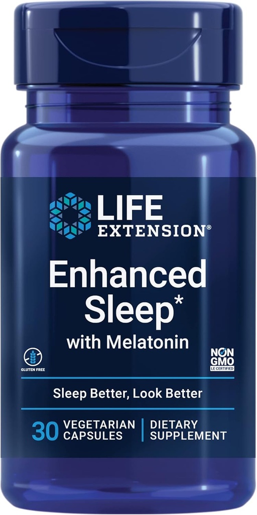 Life Extension Enhanced Sleep with Melatonine - Melatonine Sleep Supplement for Restful Sleep and Healthy Skin & More 